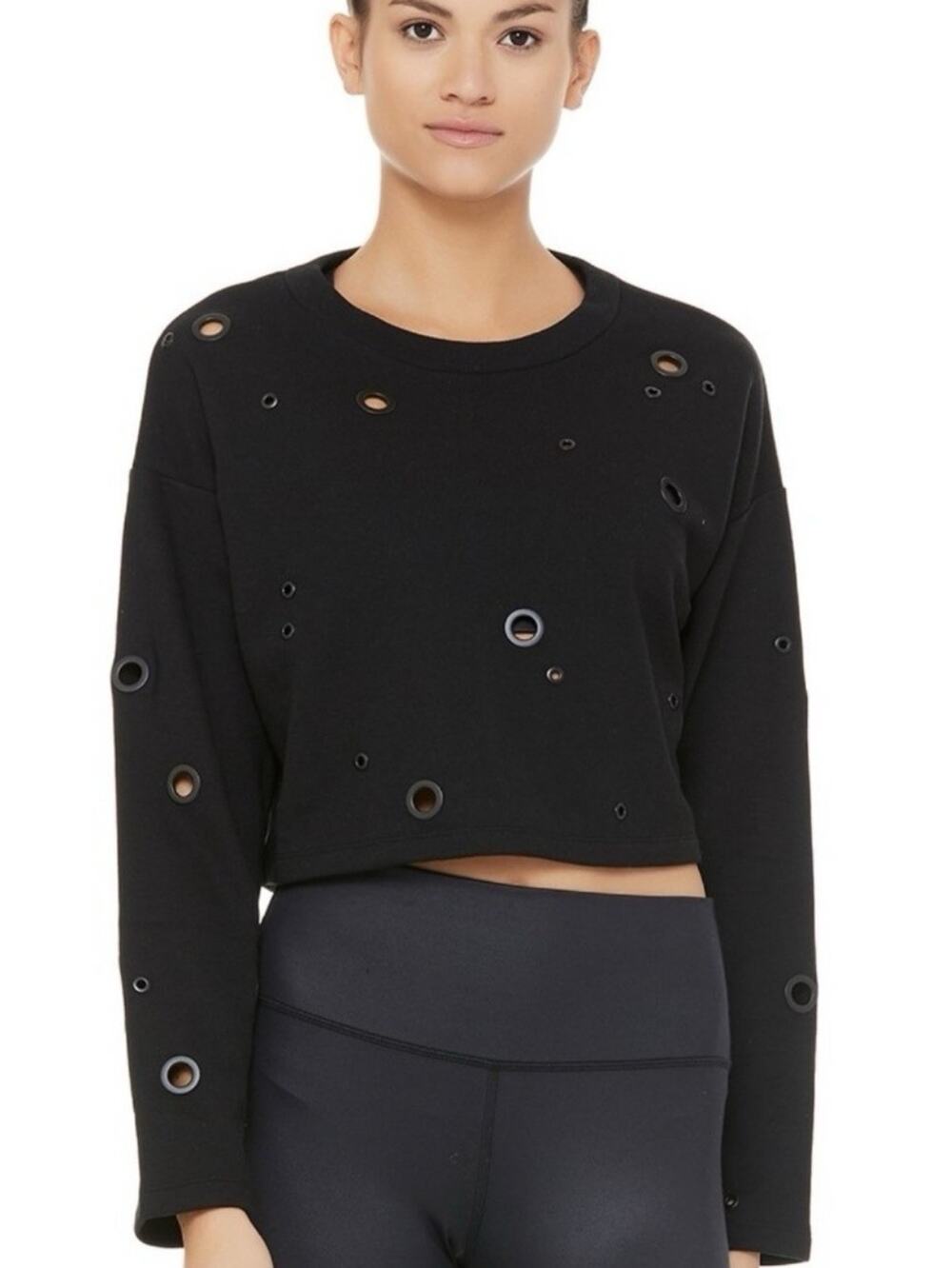 Alo Yoga Cadence Grommet Pullover Cropped Sweatshirt